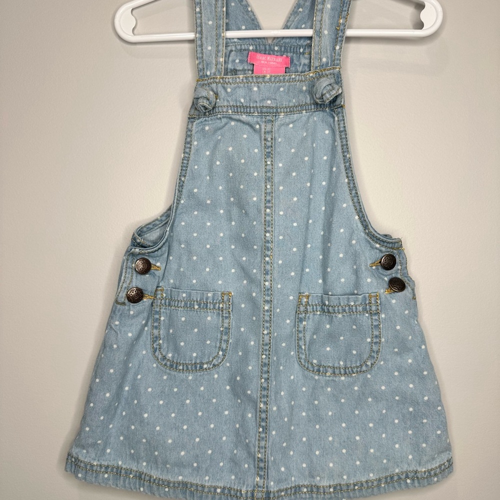 Isaac Mizrahi Denim Blue Polka Dot Overalls
